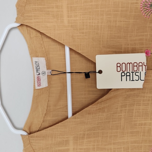 💛 NWT Bombay Paisley mustard yellow embroidered cotton dress - Picture 3 of 9